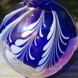 Elegant Blue and Purple And White Irredescent Perfume Bottle